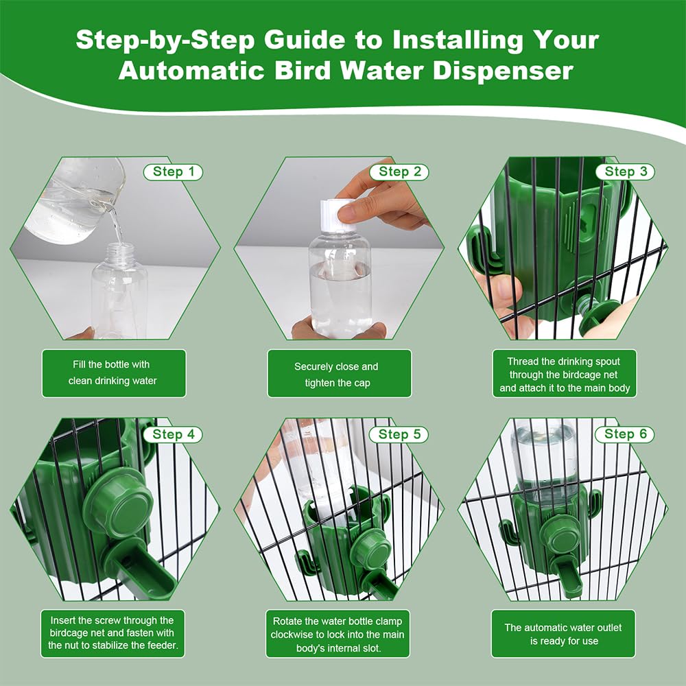 Automatic Bird Cage Water Dispenser - Cactus No-Spill Feeder for Parakeet, Cockatiel, Budgie & Small Birds - image 4
