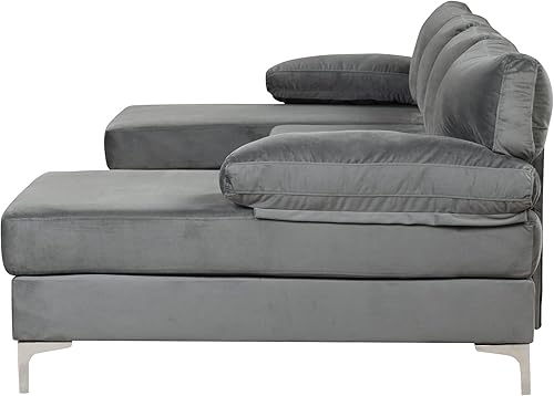 Miniatura 134 de Sofá modular moderno en forma de L, con diván extra ancho y patas doradas Gris,Negro -,Verde,Naranja,Gris oscuro,marino,Púrpura