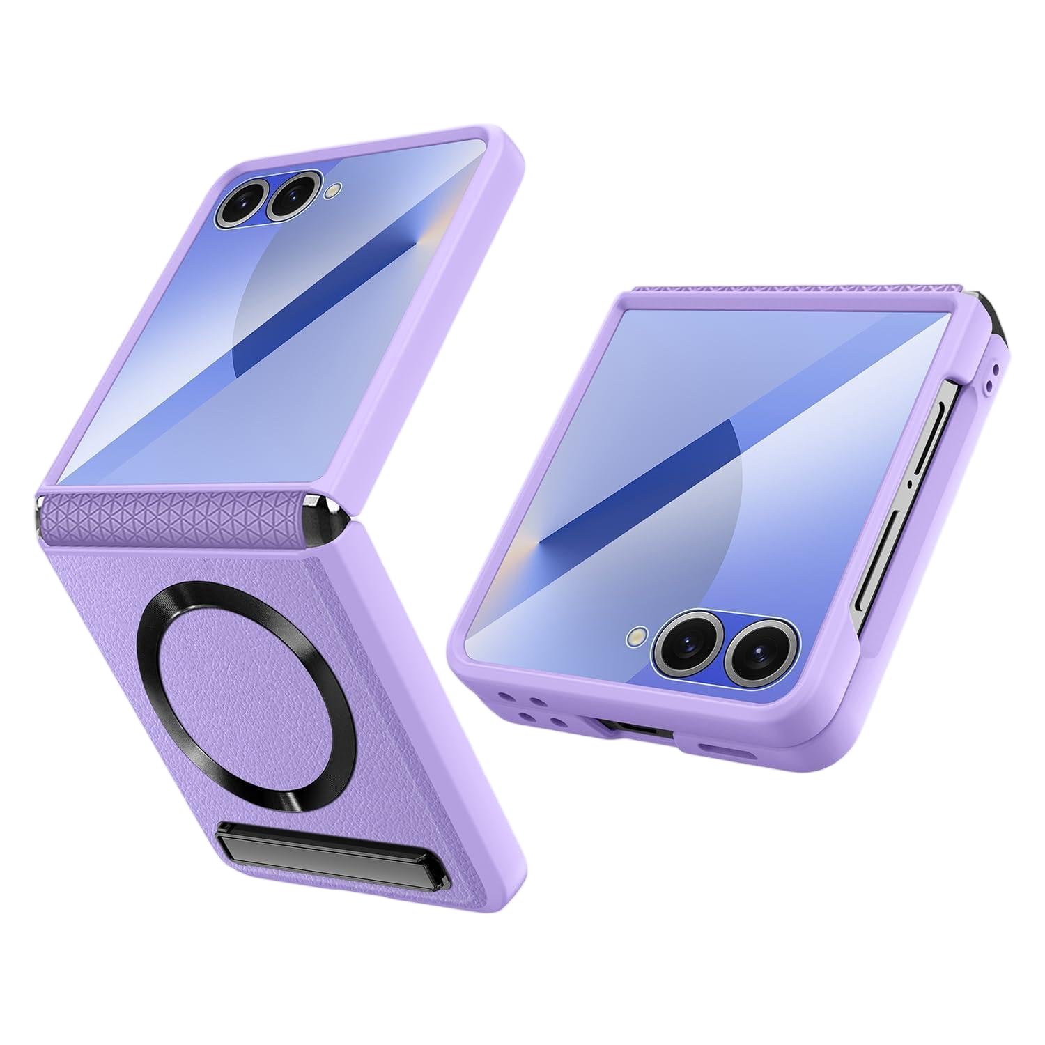 Photo 1 of **DIRTY**
XIMAND for Samsung Galaxy Z Flip 7 Case with Spring-Loaded Retractable Hinge Protection & Built-in Front Screen Protector & Kickstand, Magnetic Compatible with Magsafe.(Purple)