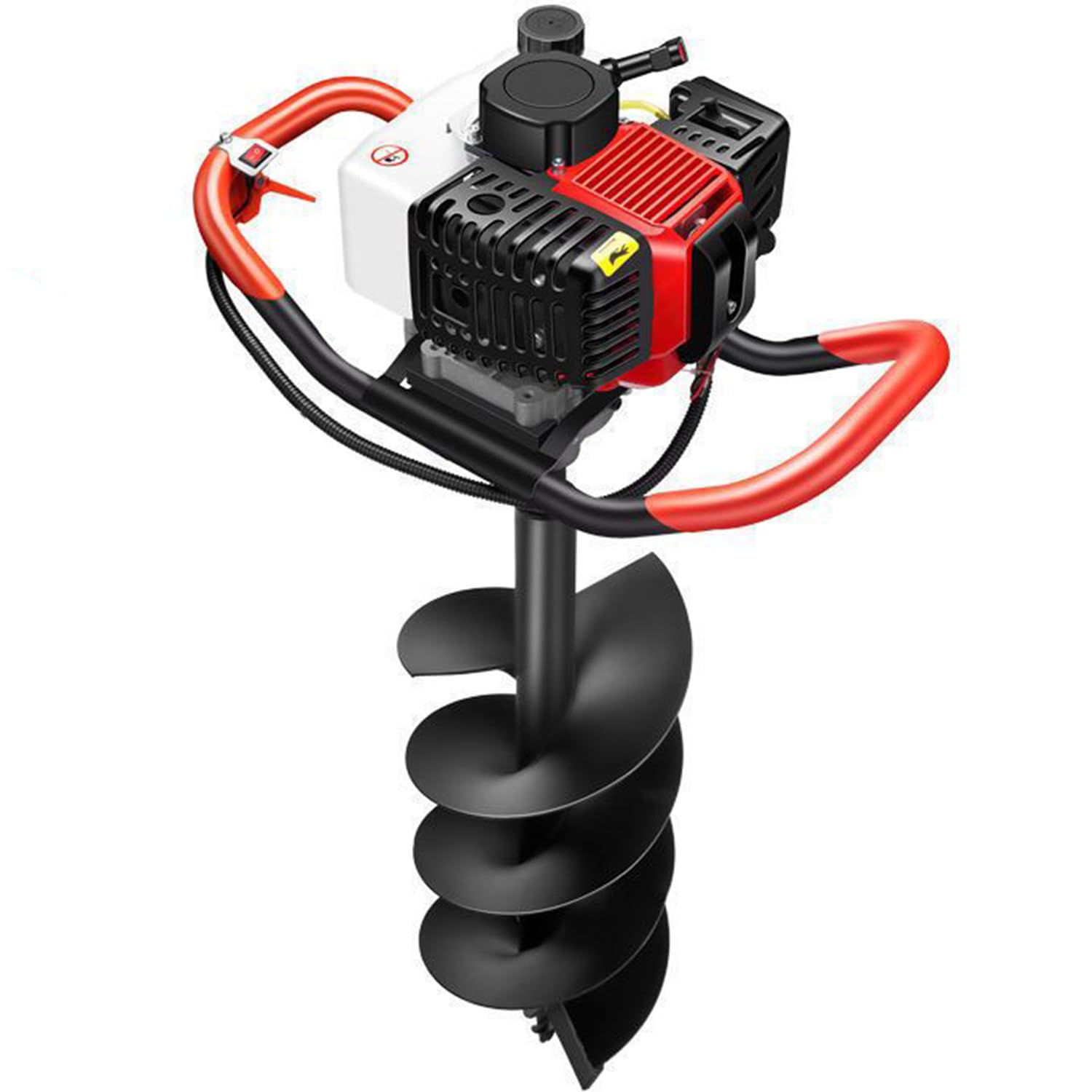 199CC 4-Stroke Gas Powered Earth Auger 3800W - Scavatore di fori con punta da trapano per recinzione, fattoria, giardino e piantare alberi, 30 cm