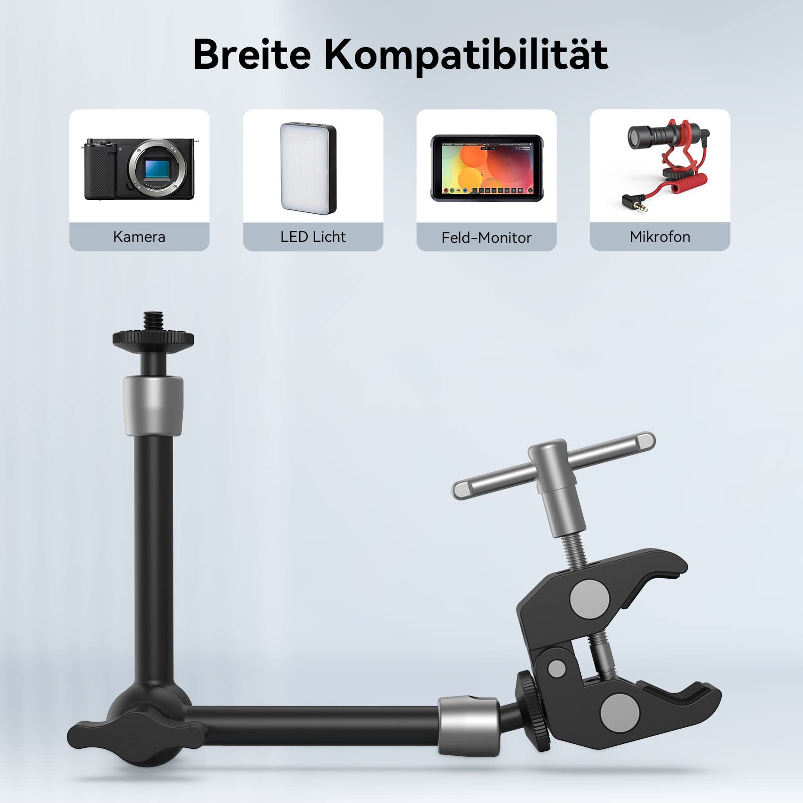 SMALLRIG 10 Zoll Magic Arm mit Super Clamp Large Crab Zangenclip für Monitor LED Licht - KBUM2732B