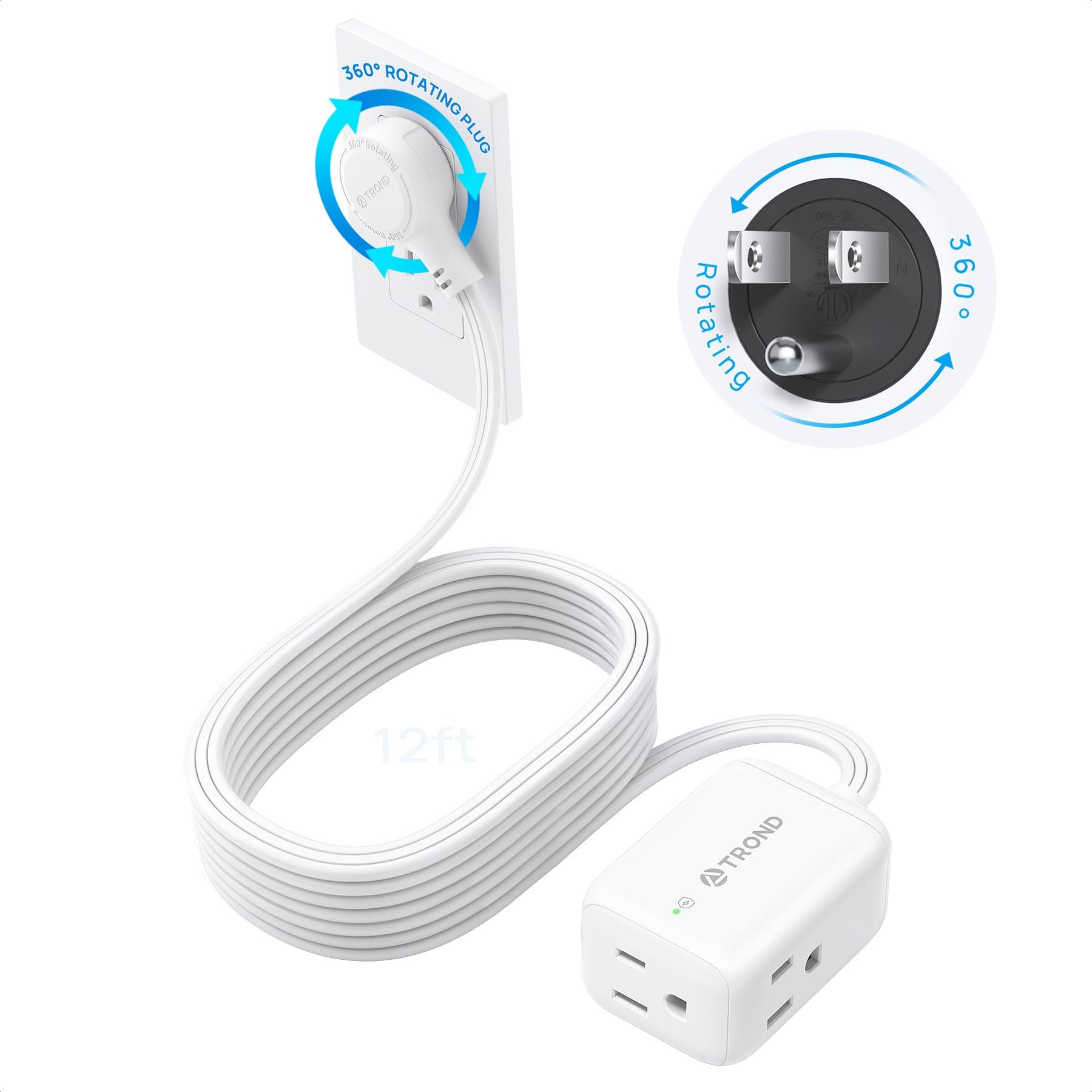 TROND Rotating Extension Cord - 3ft, 3 Outlets -11