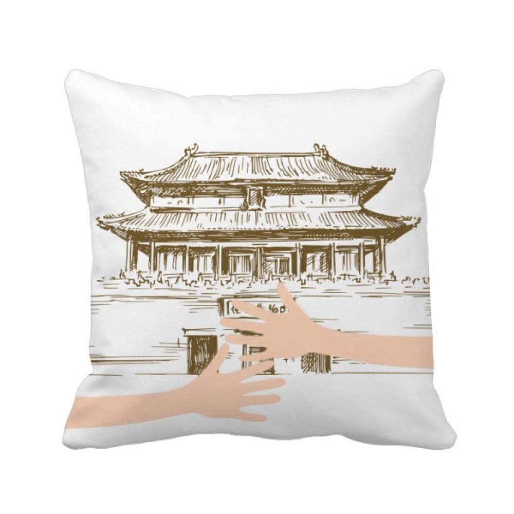 Coussin de Beijing Esquisse Historique housse de oreiller déco 45x45 cm