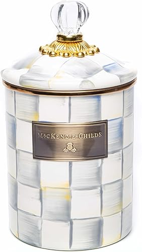 MACKENZIE-CHILDS Sterling Check - Recipiente con tapa, azúcar, café o harina, mediano
