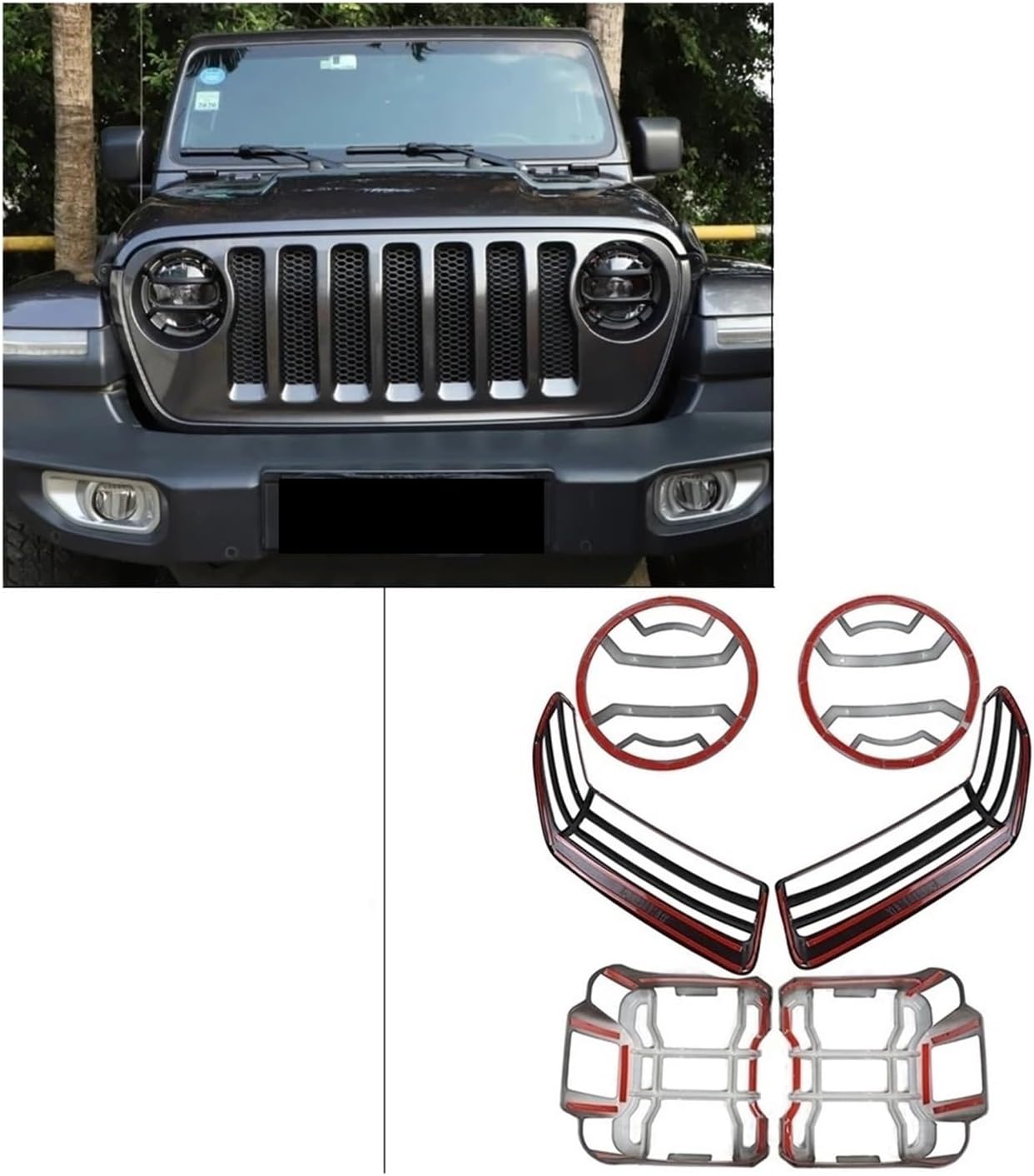 Car Wheel Eyebrow Headlight Taillight Protection Trim Compatible with Jeep Wrangler JL Gladiator JT 2018 2019-2024 Exterior Accessories