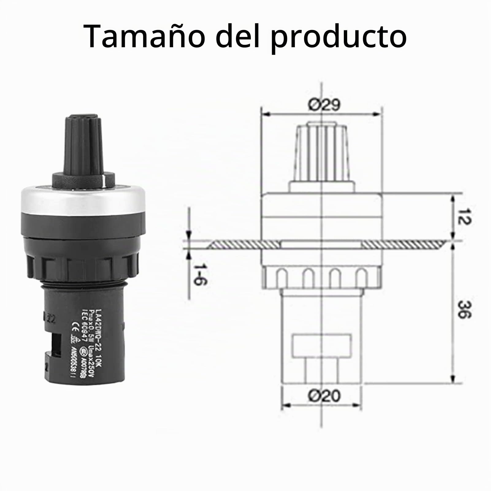 Potenciómetro de 10k para montaje en panel VSD VFD de velocidad variable (3 piezas)