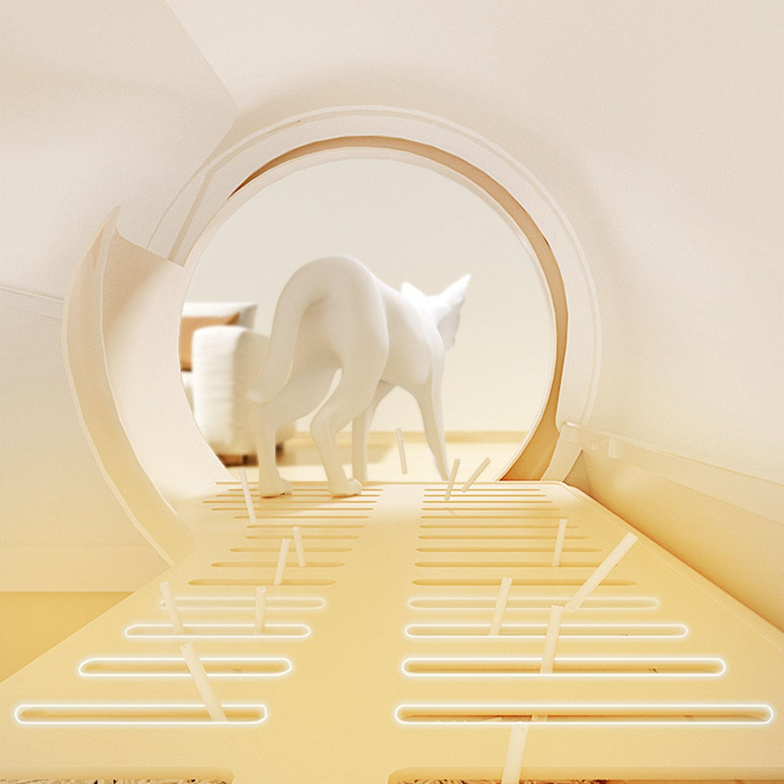 Katzenklo mit Haube, Geruchsneutralisierend und Auslaufsicher mit Korridor-Design, für den Innenbereich