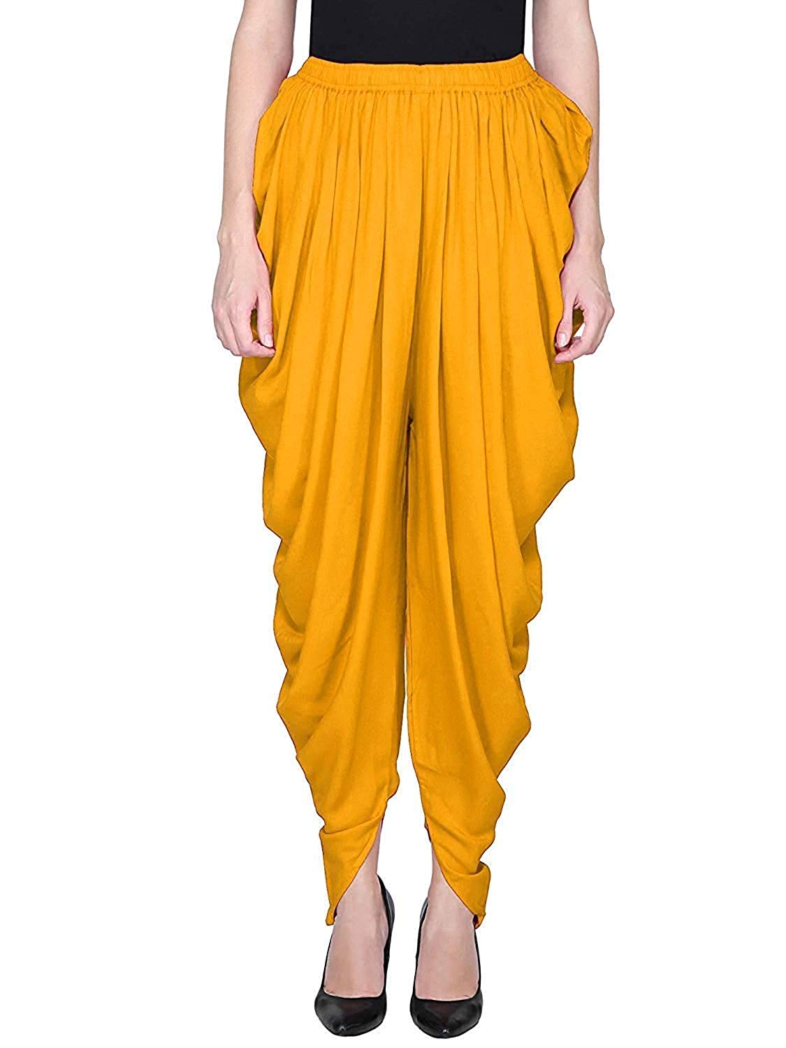 kbnbj Women's Regular Fit Dhoti Pant (RPD-01_Yellow_Free Size)-picture-9