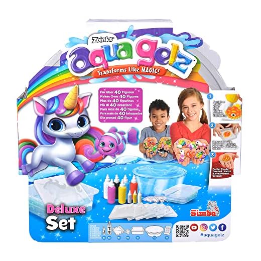 Simba- Aquagelz Deluxe Set, CREA Figuras Blanditas en 3D, Incluye 9 Botes de Colores, 6 moldes, 6 Sobres de Mezcla y un Bol (106322563)