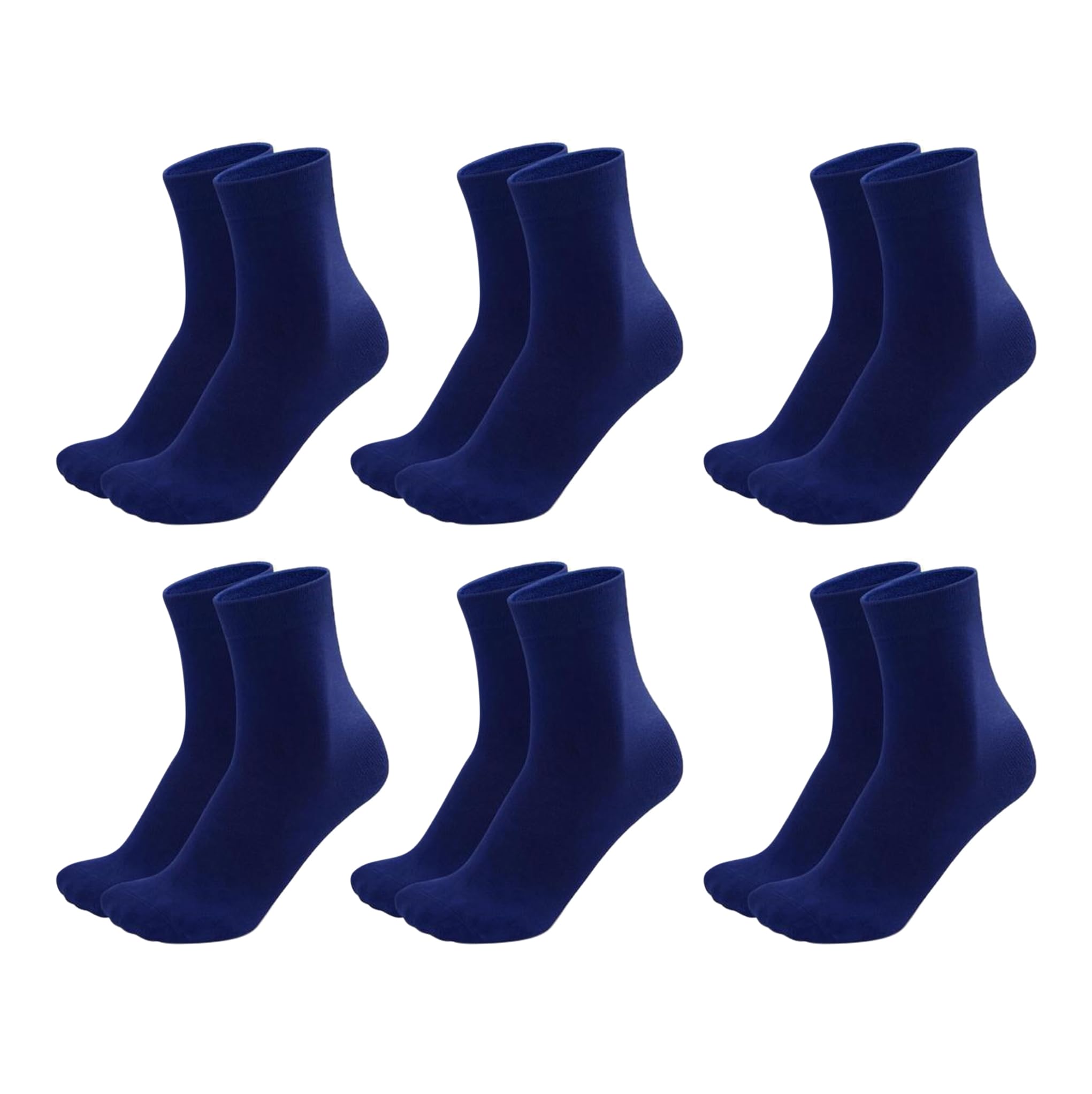 (Pack of 6 Pairs = 12 Socks Women Girls Cotton Navy Blue Ankle Length Socks-image-2