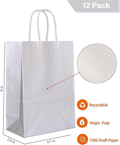 Vista 43 de AZOWA Bolsas de regalo de papel Kraft con manijas, suministros para fiestas, Celeste (Baby Blue), XS Azul bebé,Azul,Pasto verde,Rosa