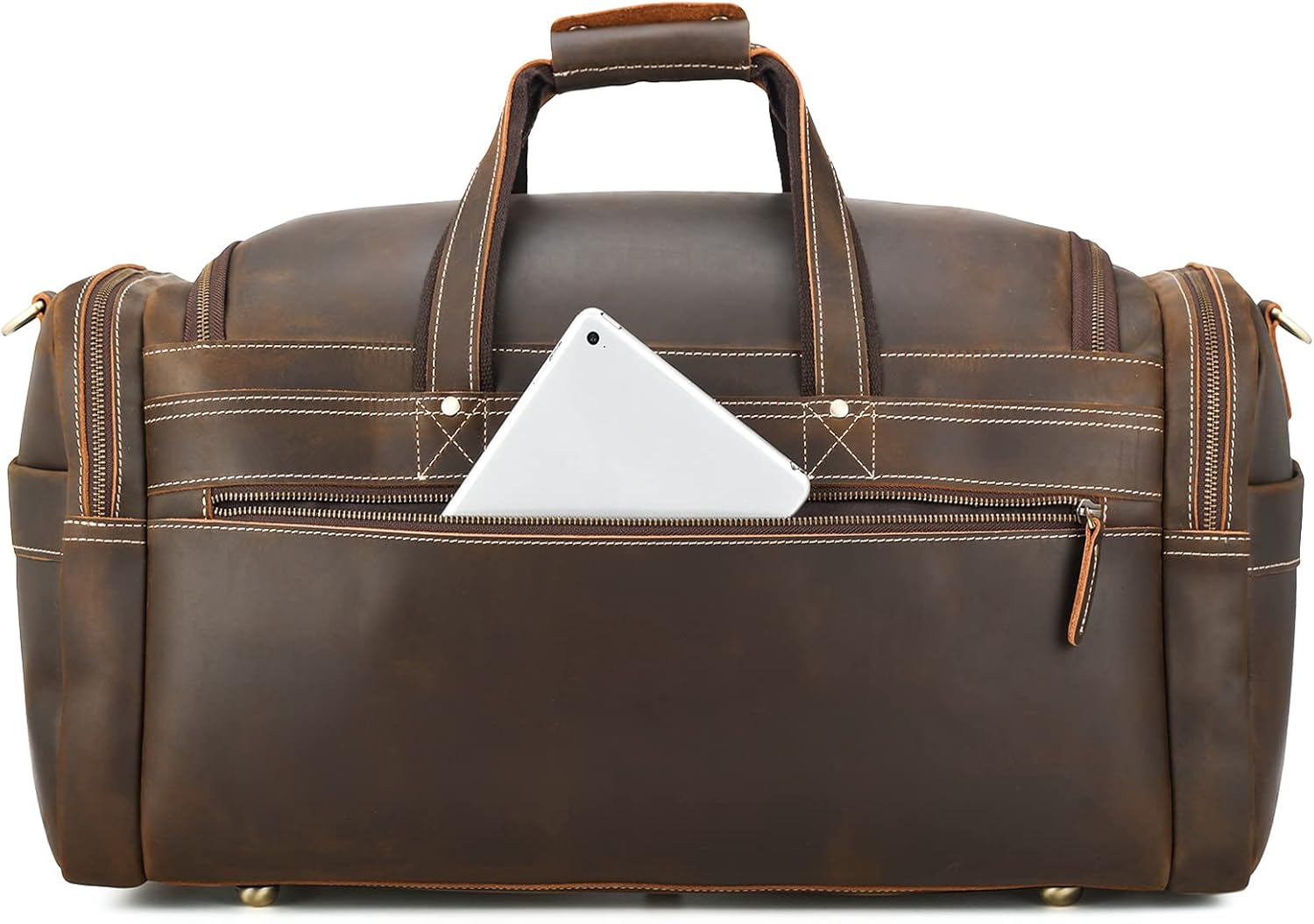 Polare 23" Duffel Retro Thick Full Grain Cowhide Leather Gym Weekender Overnight Luggage Bag 42L