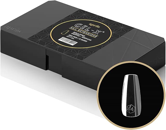 Apres Gel-X® Sculpted Coffin Medium Tip Box | 500pc Gel-X Tips, 11 Sizes 00-9, Premium Quality