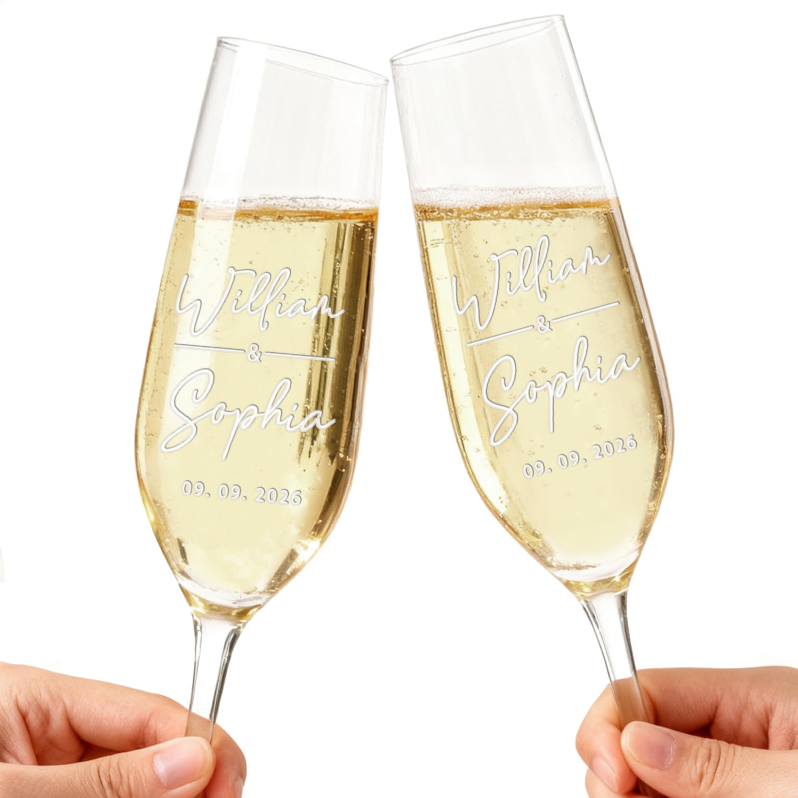 Flûtes à champagne gravées pour mariée et marié, le symbole de votre union