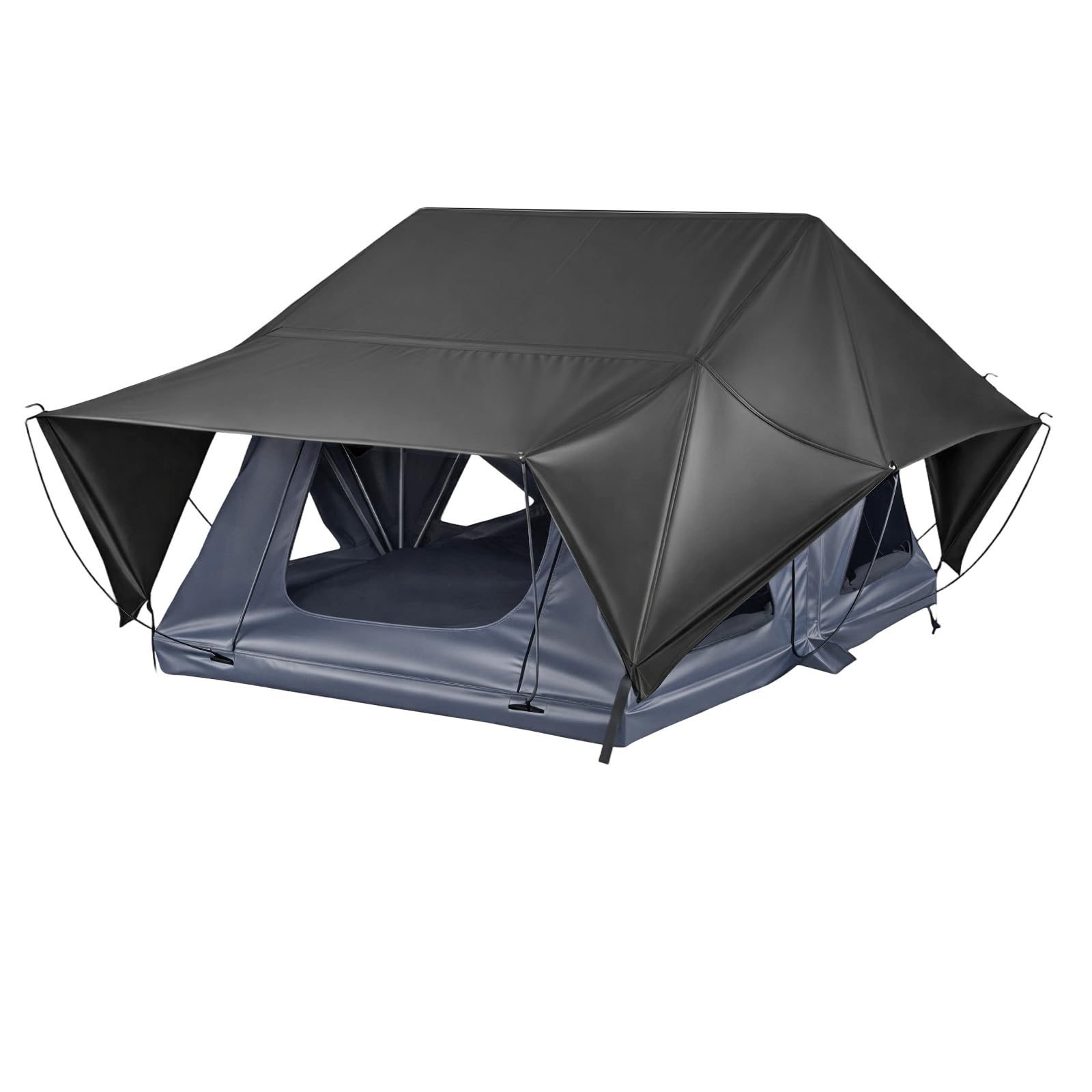 VEVOR Tente de Toit pour Voiture Pliable, Tente de Toit à Coque Rigide pour 2-3 Personnes, pour Camping Caravane SUV, en Aluminium, Étanche et Coupe-Vent, avec Éclairage LED, Matelas et Fenêtres