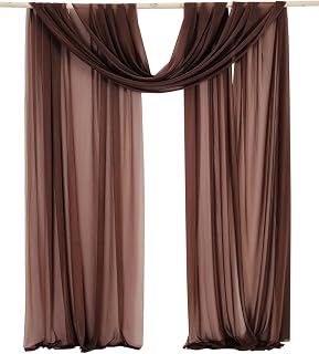 2 Panels 18Ft Wedding Arch Sheer Draping Fabric, Slightly Shimmery Arch Drapes for Wedding Party Reception Backdrop (Chocolate Brown & Chocolate Brown)