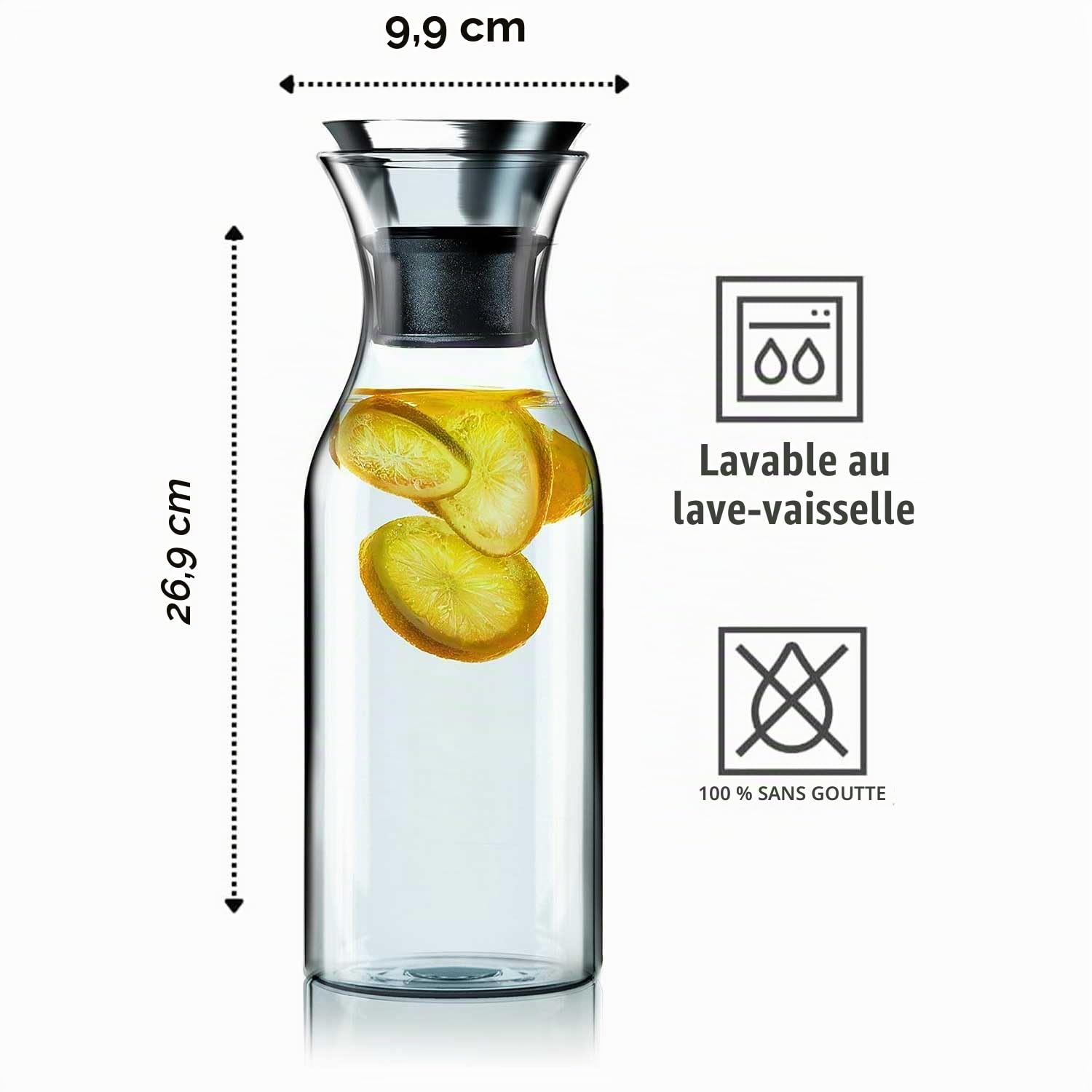 Eva Solo Carafe - 1.0L, Modèle: Sans néoprène, Flip Top couvercle