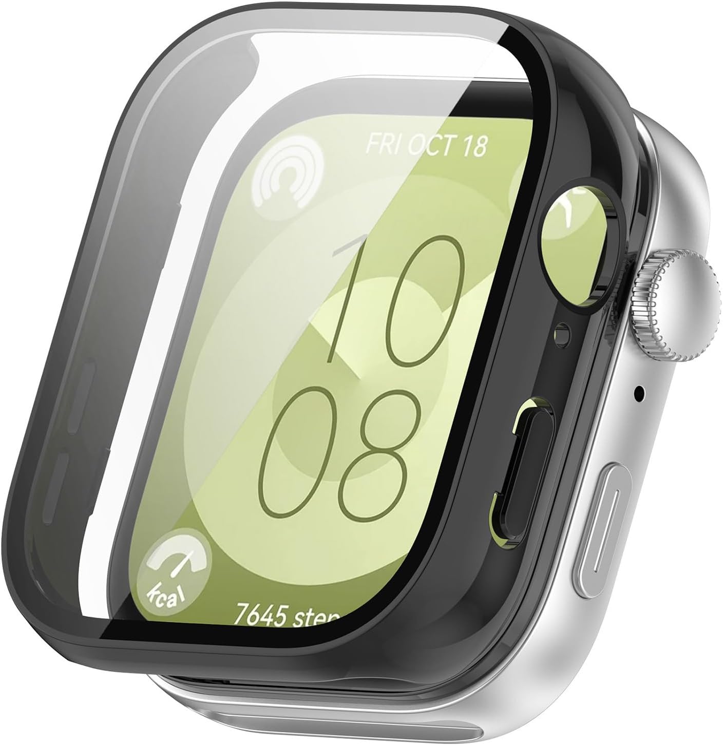 T Tersely Case and Screen Protector for Huawei Watch Fit 3 46mm, All-around Anti Scratch Shockproof Protective Hard PC Full Cover Tempered Glass Compatible with Huawei Watch Fit 3 (Black)