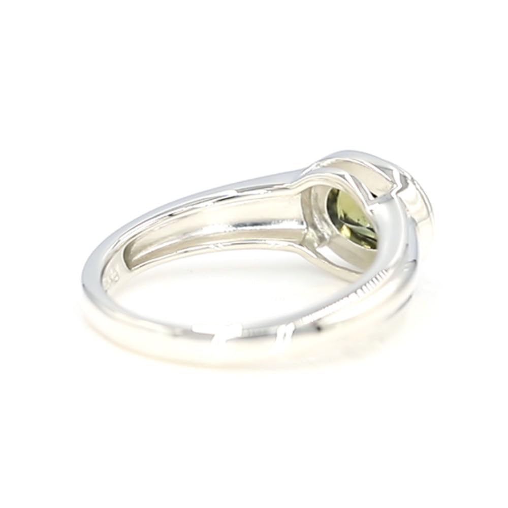 Cavill Grüner Turmalin Ring 0,638 ct Ovalschliff aus Brasilien, 925er Sterling Silber mit Palladiumplattierung, moderner Mittelbreite Bezelfassung, vielseitiger Schmuck für Damen