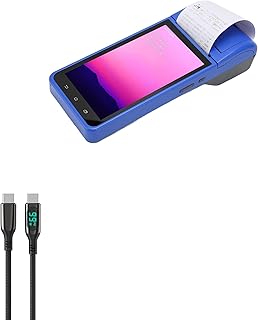 BoxWave Cable Compatible with FOSA POS PDA Receipt Printer (5.5 in) - PowerDisplay PD Cable (6ft) - USB-C to USB-C (100W), LED Display 6 Foot PD Braided Nylon Cable - Jet Black