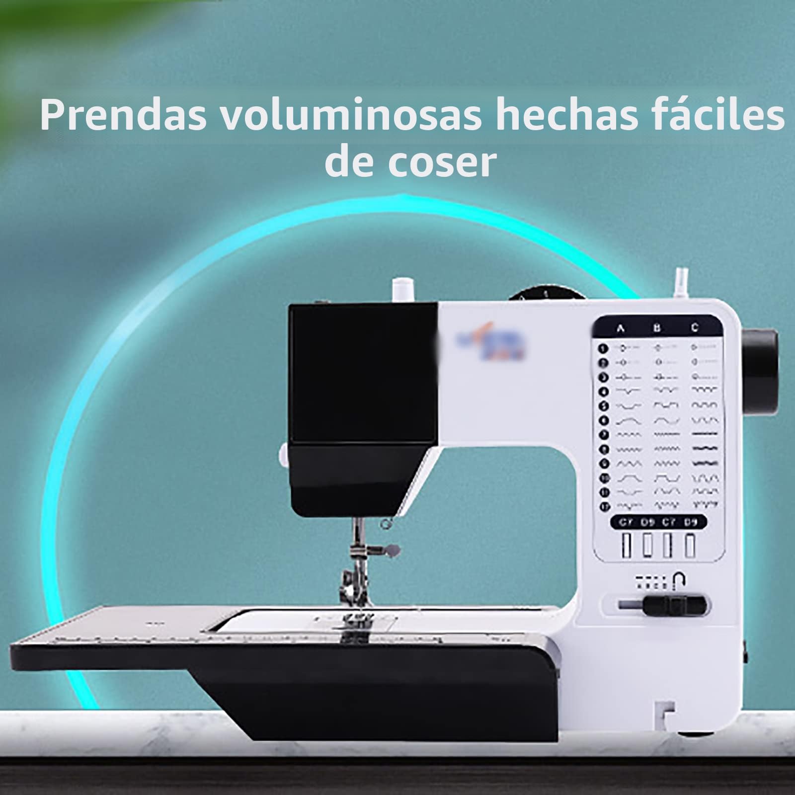 Máquina de coser industrial de servicio pesado con 38 puntadas, luz nocturna, mesa de extensión - perfecta para principiantes y profesionales