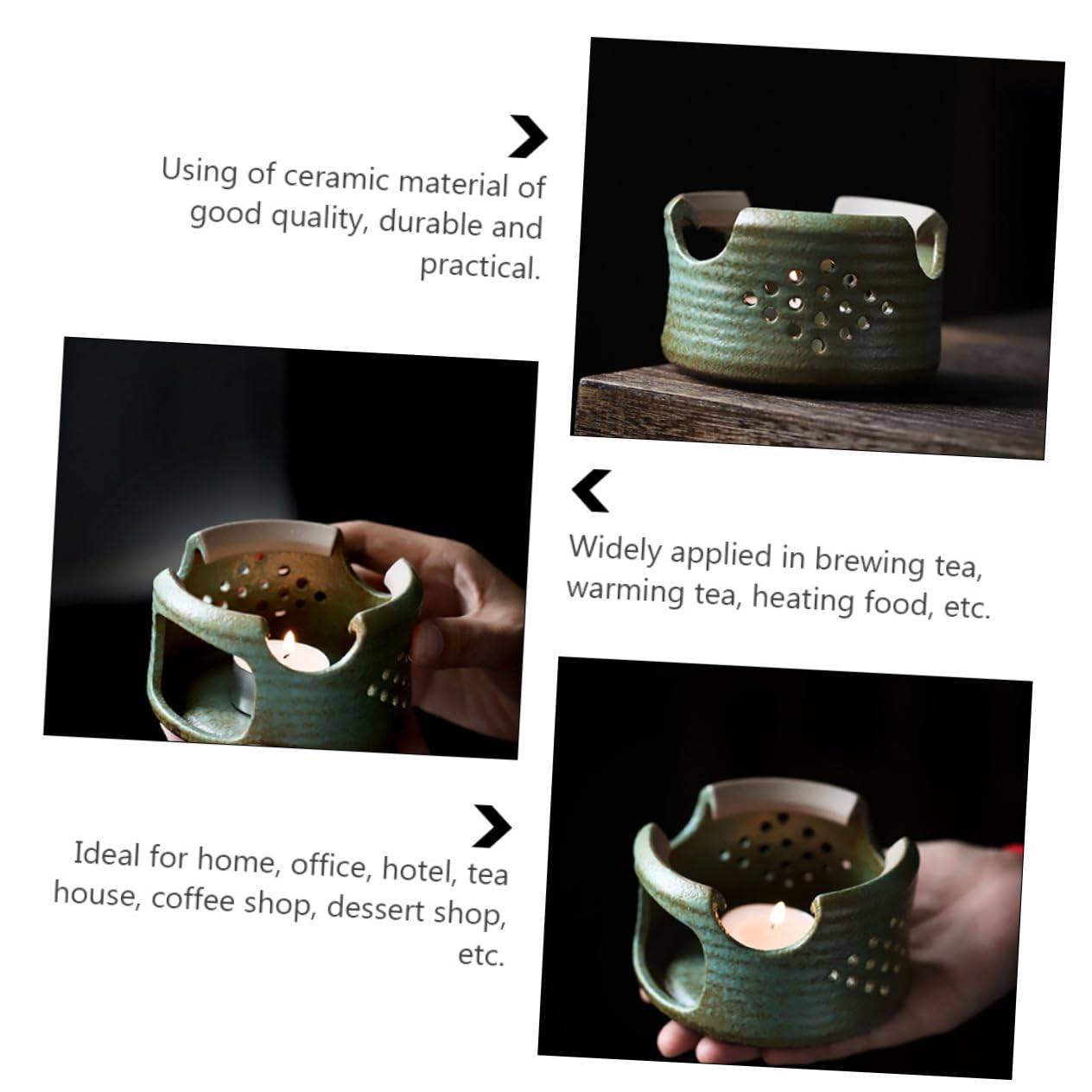 PRETYZOOM Practical Teapot Candle Stand Ceramic Tea Warmer Heat Resistant Base for Office Tea House Dec