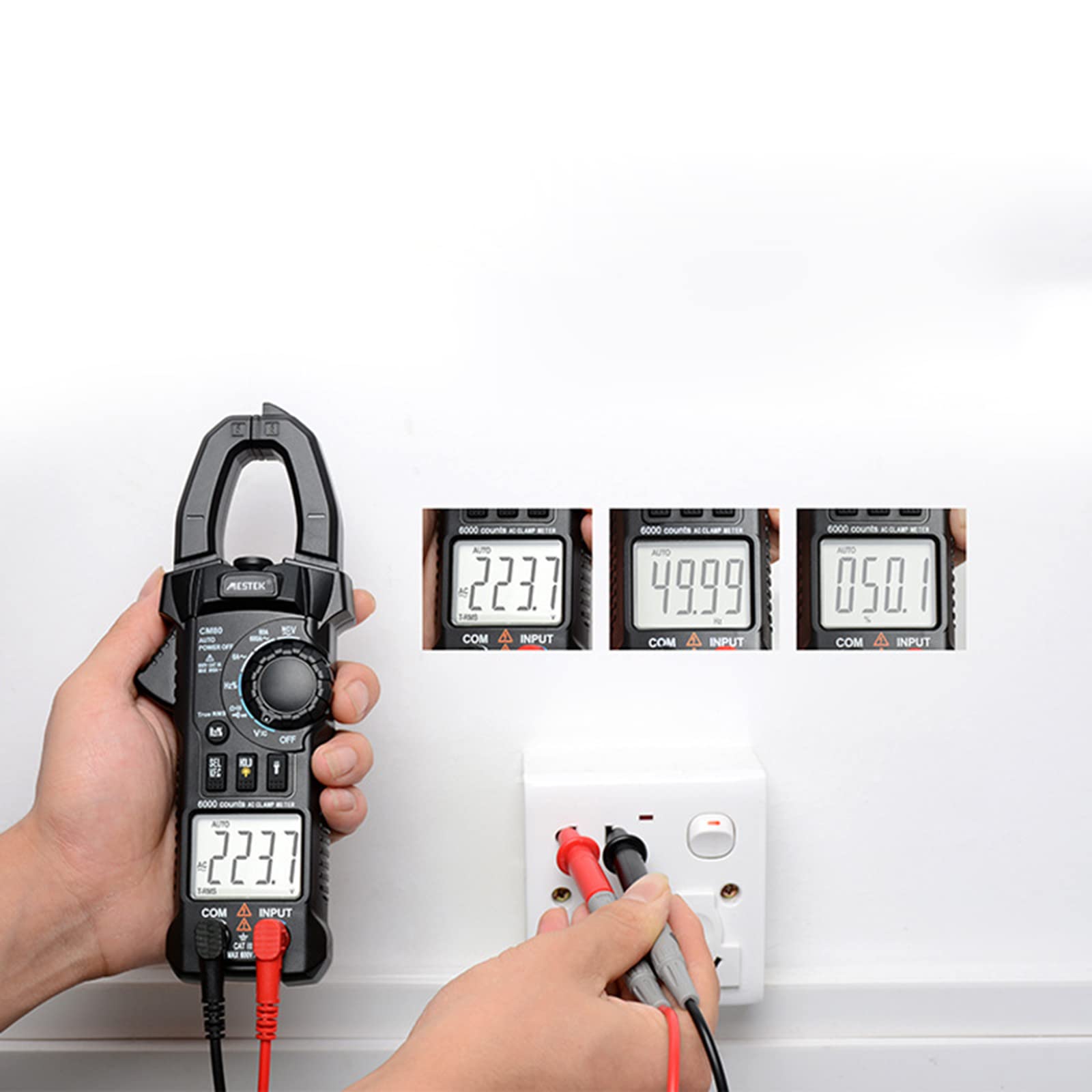 NGCG Portbale Clamp Meter with Data Hold Flashlight 6000 Counts for Voltage Current Frequency Tester Capacitance Met Clamp Meter Multimeter