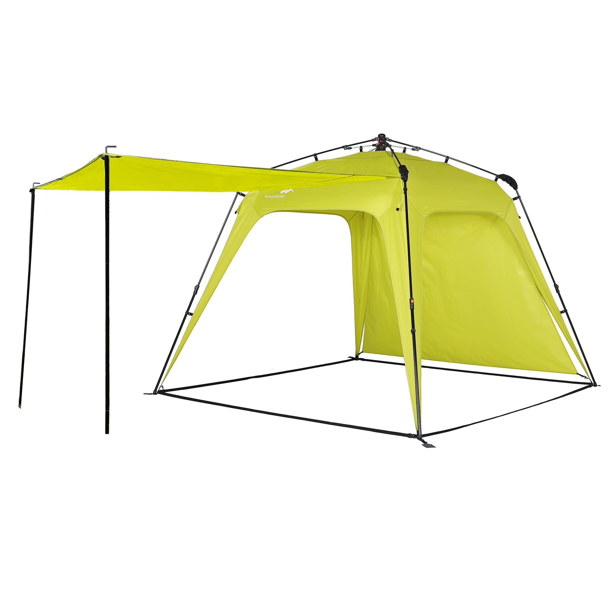 8.2'x8.2' Pop Up Canopy Tent Easy One Person Setup Instant Outdoor Beach Canopy Folding Portable Sports Shelter with 1pc Sidewall and 1pc Awning - Green