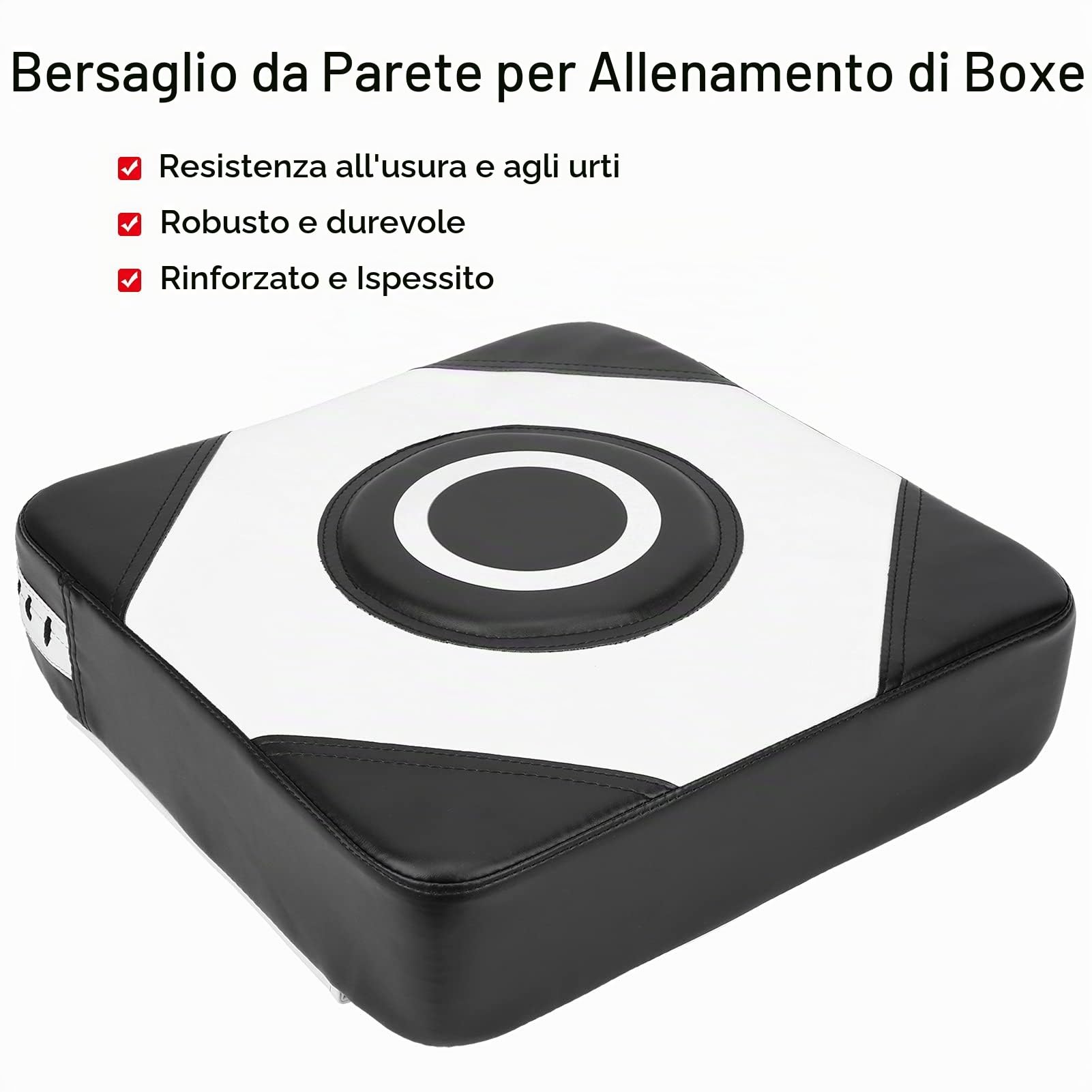 Wall Punch Boxing Bag PU Focus Target Wall Fighting Pad Training Bag Attrezzatura da Allenamento per Sanda Taekowndo(Bianco e Nero)