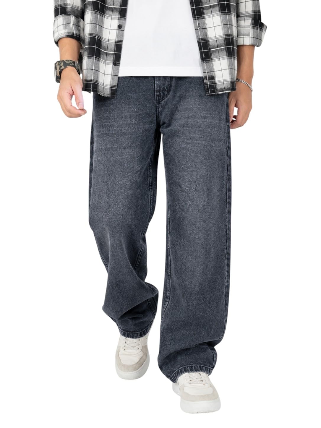 Men's Relaxed Straight Fit Jeans | Mid Rise Cotton Denim Pants | Comfortable Fabric | Straight Leg Denim Trousers | Ideal for Casual Outings, Office & Travel-image-2