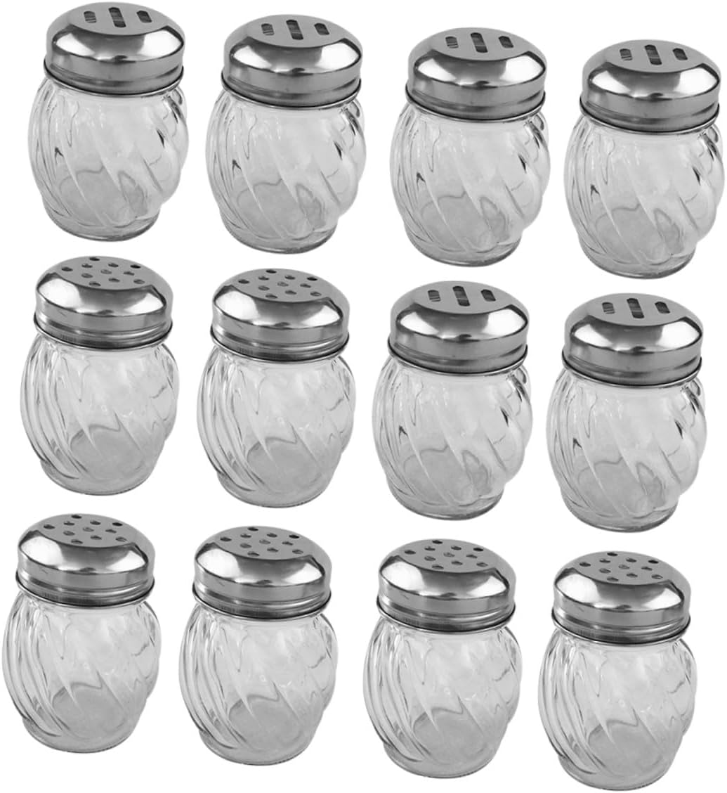 12pcs Glass Seasoning Bottles Transparent Spice Containers Salt Pepper Shakers with Design for Home Kitchen and Outdoor Bbq Camping Storage