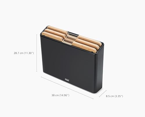 Miniatura 4 de Joseph Joseph Folio - Juego de tablas de cortar de bambú de 3 piezas, funda delgada de acero inoxidable para almacenamiento organizado en la cocina