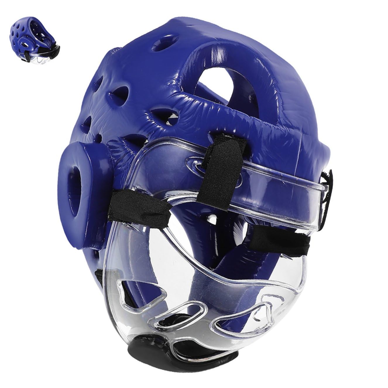HANABASS Casco Protettivo per Bambini Arti Marziali Taekwondo e Karate, Leggero Materiale Traspirante in Spugna e Pu, Adatto per Allenamento e Combattimento Blu