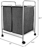 Vista 7 de JEFEE Laundry Sorter Cart Heavy Duty 2 bag Laundry Hamper with Rolling Wheels Removable Bags Laundry Basket Sorter Organization and Cloth Storage