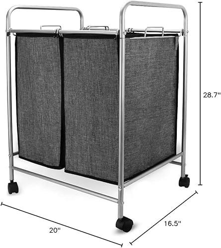 Vista 7 de JEFEE Laundry Sorter Cart Heavy Duty 2 bag Laundry Hamper with Rolling Wheels Removable Bags Laundry Basket Sorter Organization and Cloth Storage