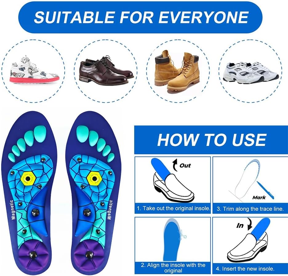 Acupressure Insoles for Men and Women- Orthopedic Acupoint Massage Insoles, Non-Slip Shock Absorption, Breathable Design for Foot Pain Relief & All-Day Comfort (Blue, L(Men 8-12/Women 9-13)) - Image 6