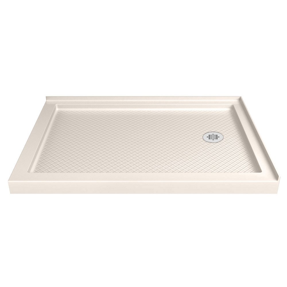 DreamLine SlimLine 36 in. D x 48 in. W x 2 3/4 in. H Right Drain Double Threshold Shower Base in Biscuit, DLT-1036482-22