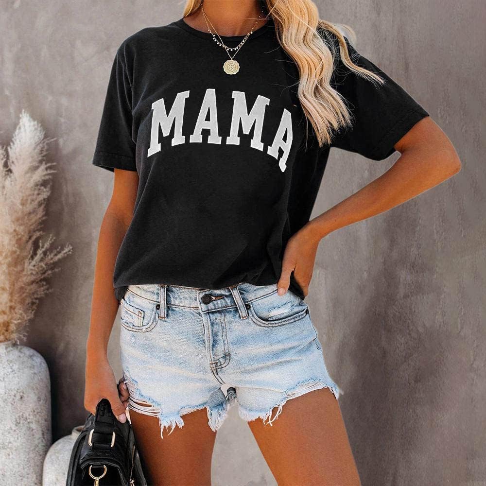 Tomteamell Mama Shirt Womens Short Sleeve Tops Trendy Graphic Tees Casual Mom Tshirt - Image 3