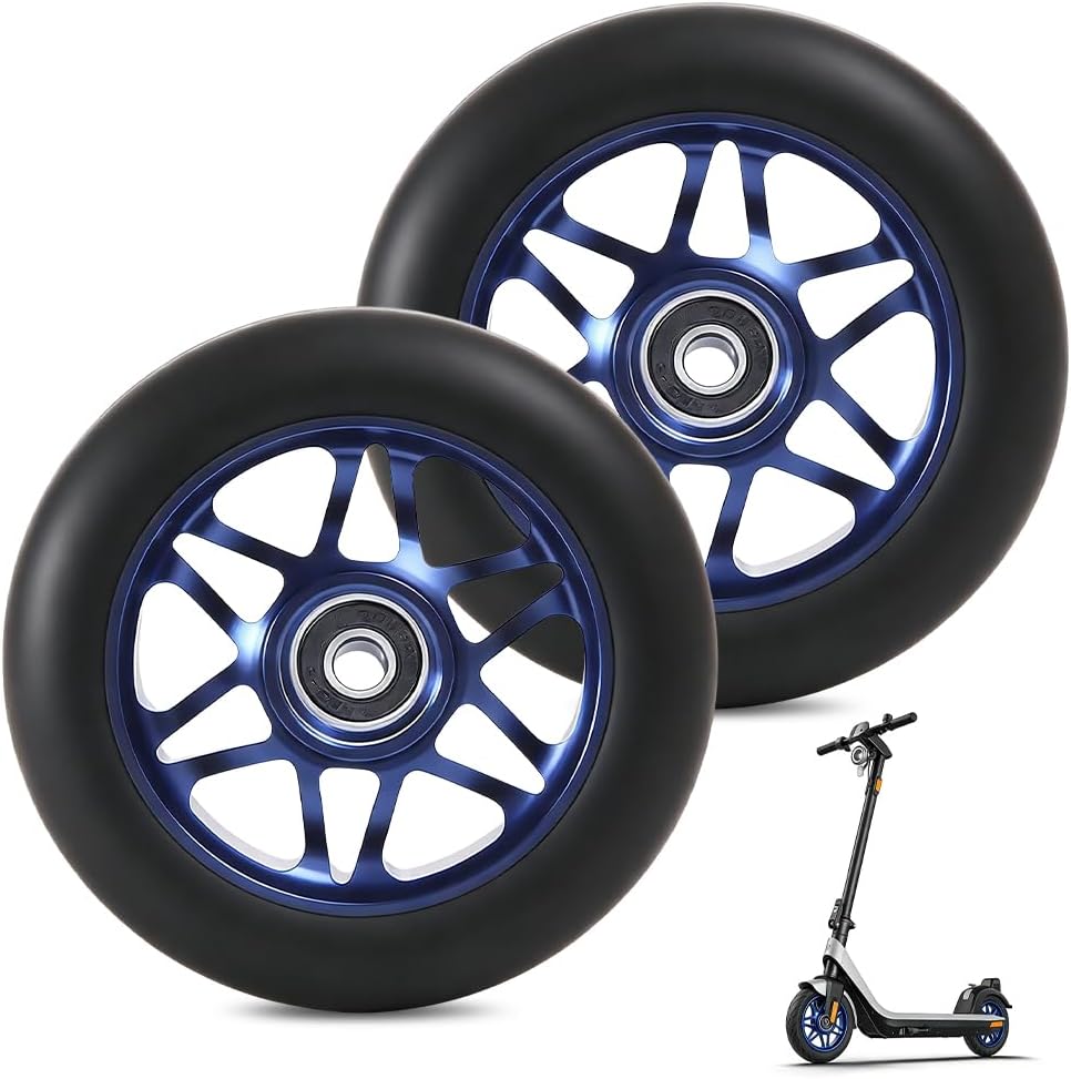 mizikuu Pack of 2 110 x 24 mm Stunt Scooter Wheels Replacement Wheels Scooter with ABEC-9 Ball Bearings Stunt Scooter 88A Super Rebound PU Replacement Wheels for Most Stunt Scooters Kick Scooter