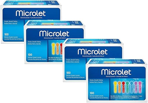Microlet Colored Lancets 100 Each Pack of 4