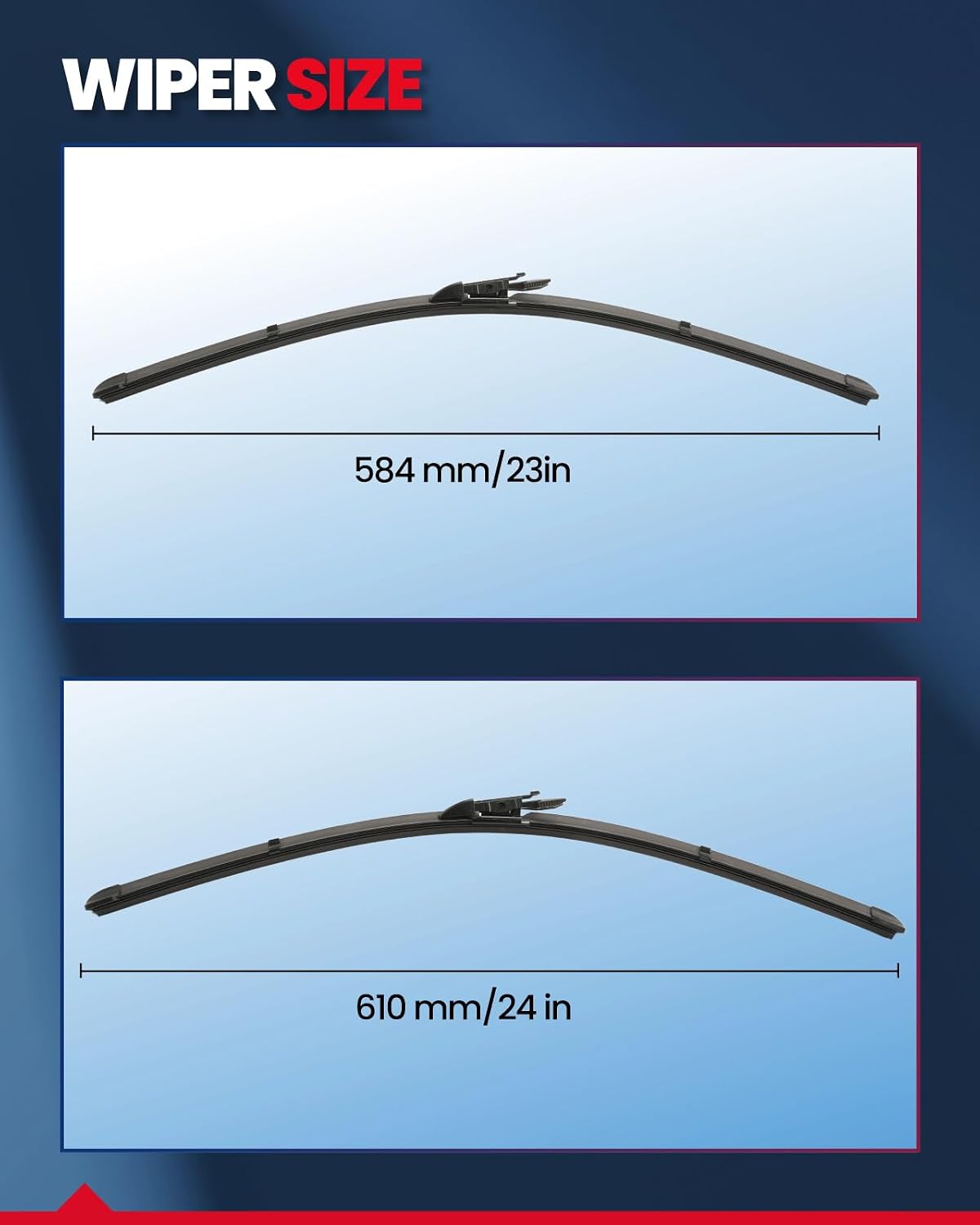 2PCS 24"+23" KAX Automotive Replacement Front Windshield Wiper Blades Fits for 2004-2007 530i/525i,2008-2010 528i/535i,2006-2010 550i,2009-2010 528i xDrive,2008 528xi,2006-2007 530xi Top Lock