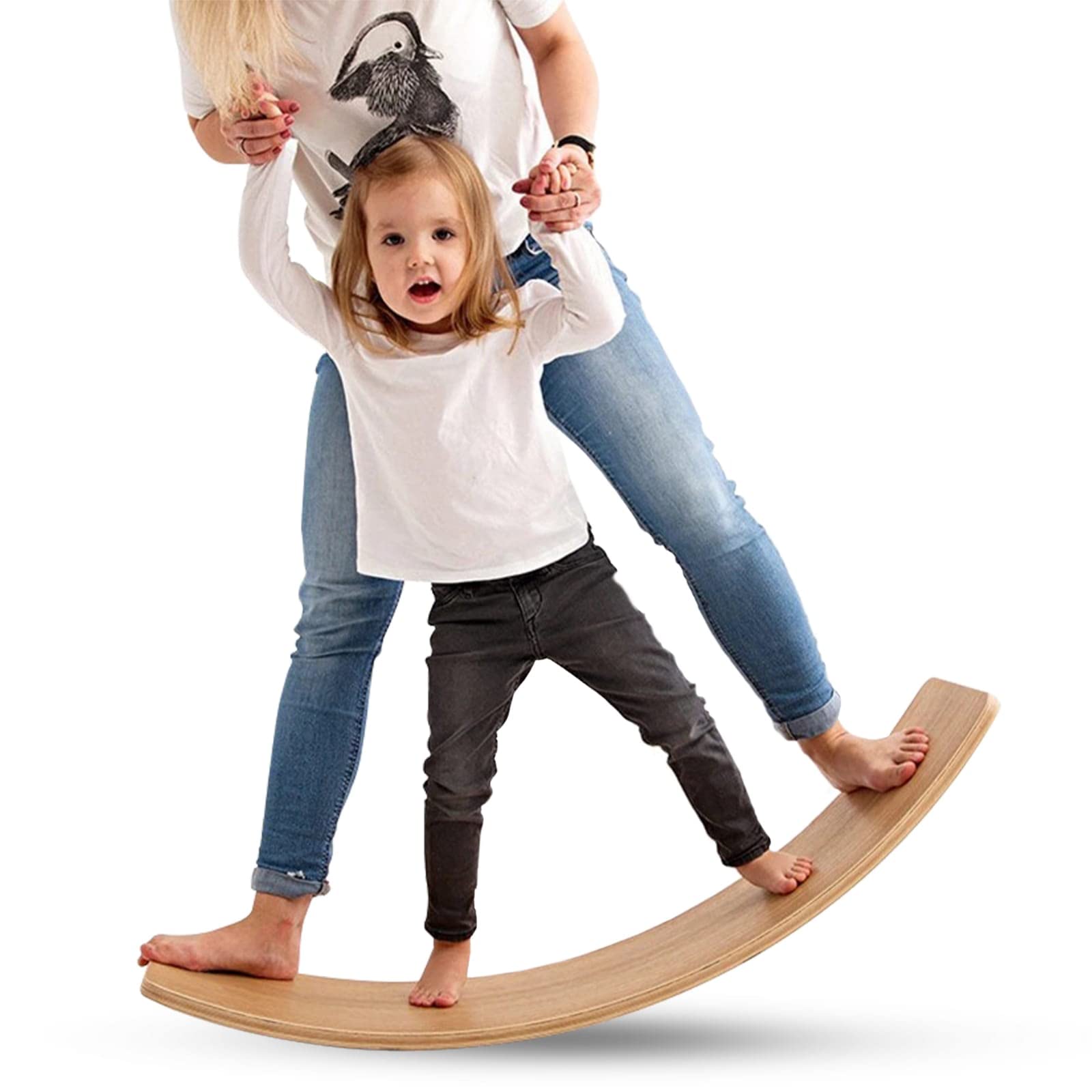 TWR ® - Tabla Curva con Certificado CE - Talla L - Ecológica y Artesanal de Madera Fabricada en España. Acabado Natural.Tabla Equilibrio. Tabla Montessori .Tabla de Equilibrio/Tabla Madera niños