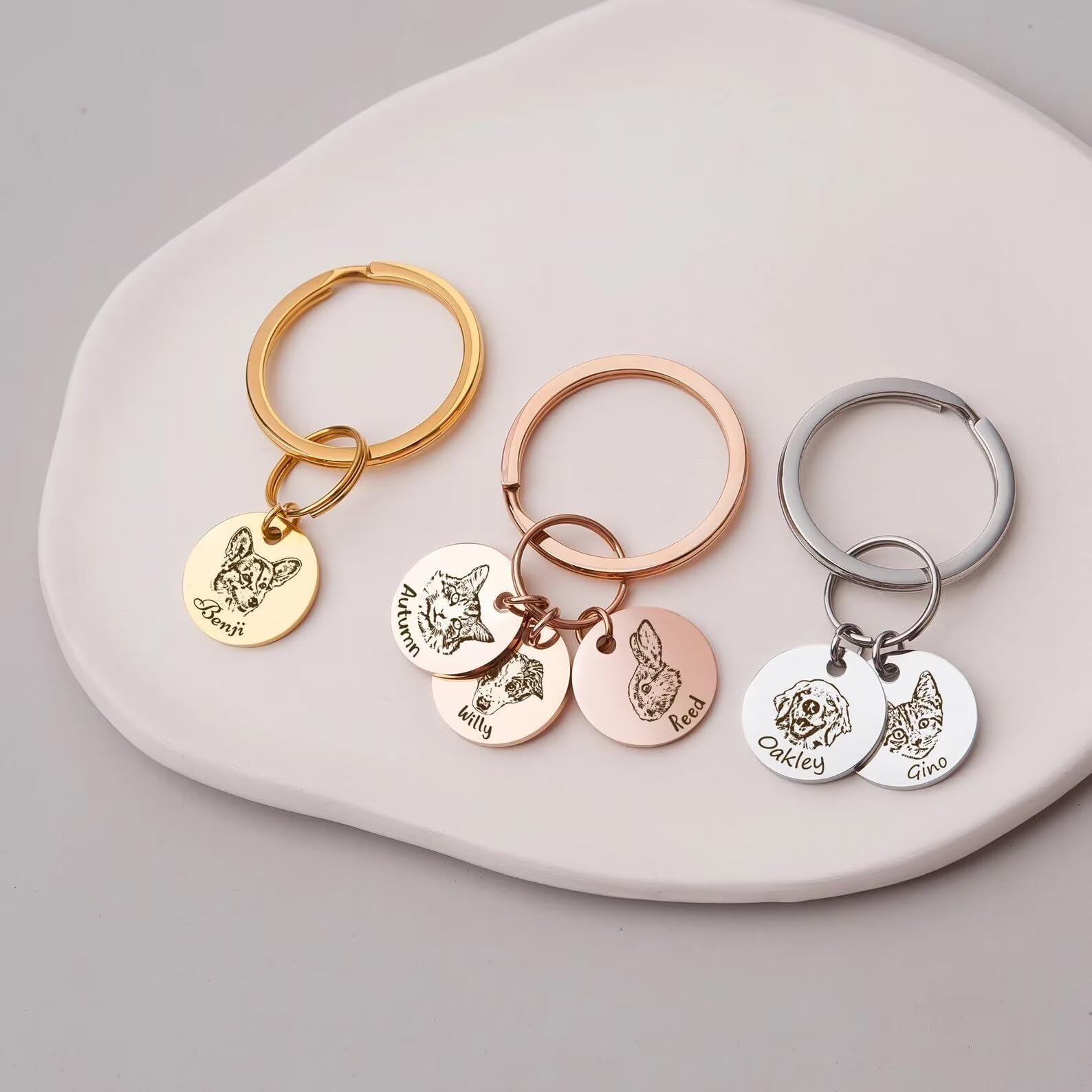 Regali per la mamma del cane - Portachiavi ritratto personalizzato per animali domestici - Portachiavi per cani inciso - Portachiavi per animali domestici - Regalo personalizzato per animali domestici