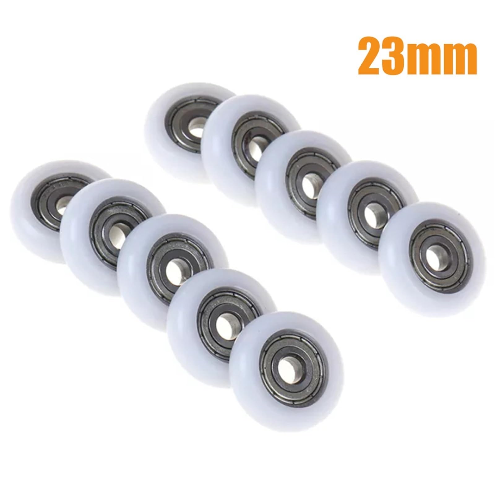 10 szt. Rolka do drzwi prysznicowych wymiana koła białe koło prysznicowe koło pasowe 19-25 mm średnica koła do domowych kabin prysznicowych (23 mm)