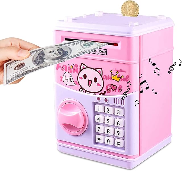 Money Bank for Kids, Electronic Piggy Bank ATM Auto Scroll Money Saving Bank with Password, Coin Cash Piggy Bank Gift for Girls Boys Children