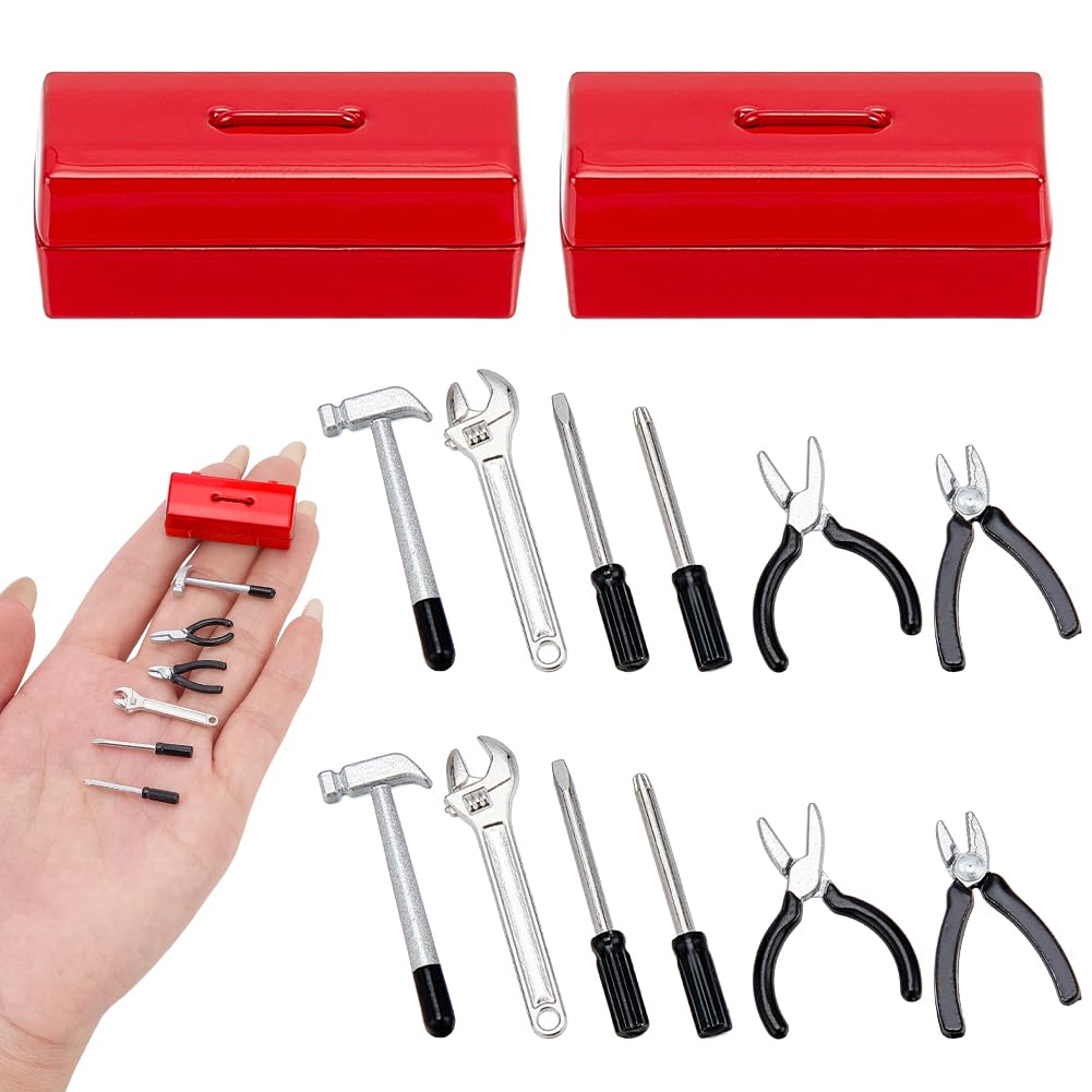 AHANDMAKER 12pcs Miniature Work Tools Set 1:12 Mini House Work Tools Set
