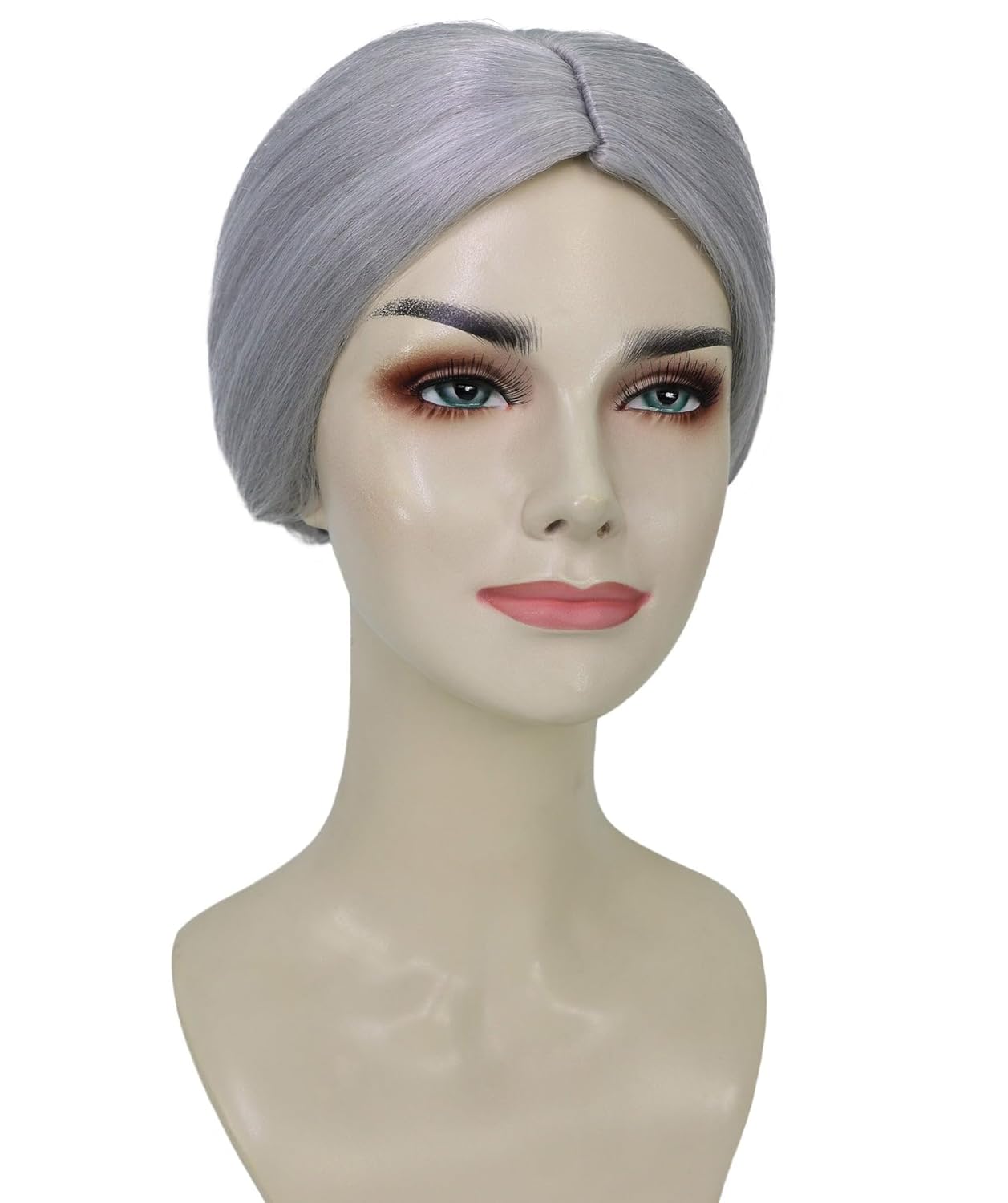 Old Lady Grey Wig with Low Bun Women Vintage Character Hairpiece Made of Synthetic Fiber for Halloween, Cosplay, Theater, Festivals & Parties | Classic Elderly Costume Hair for Adults