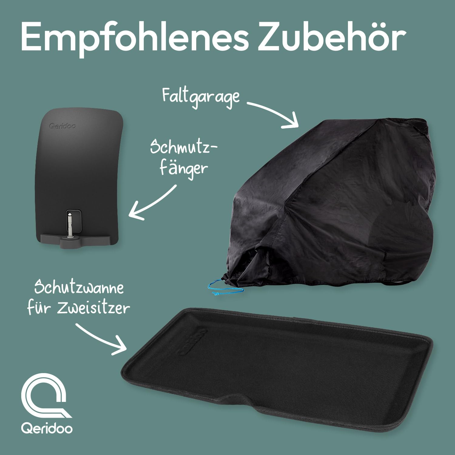 Qeridoo Schutzwanne für Einsitzer | Passend für Qeridoo Fahrradanhänger für EIN Kind | Zubehör für Kinderfahrradanhänger | Schmutzwanne für Fahrrad Anhänger Kinder