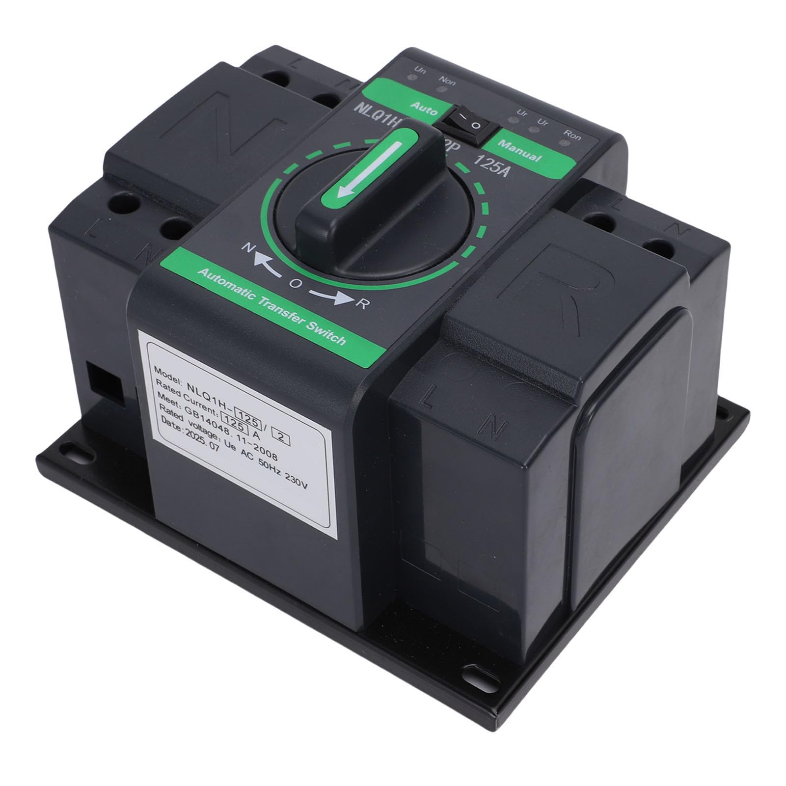 Interruptor de Transferencia Automática de Doble Potencia 125A Conmutación Automática y Manual Segura y Eficiente para Uso Residencial e Industrial PC Retardante de Llama 165 X 110 X 138 Mm