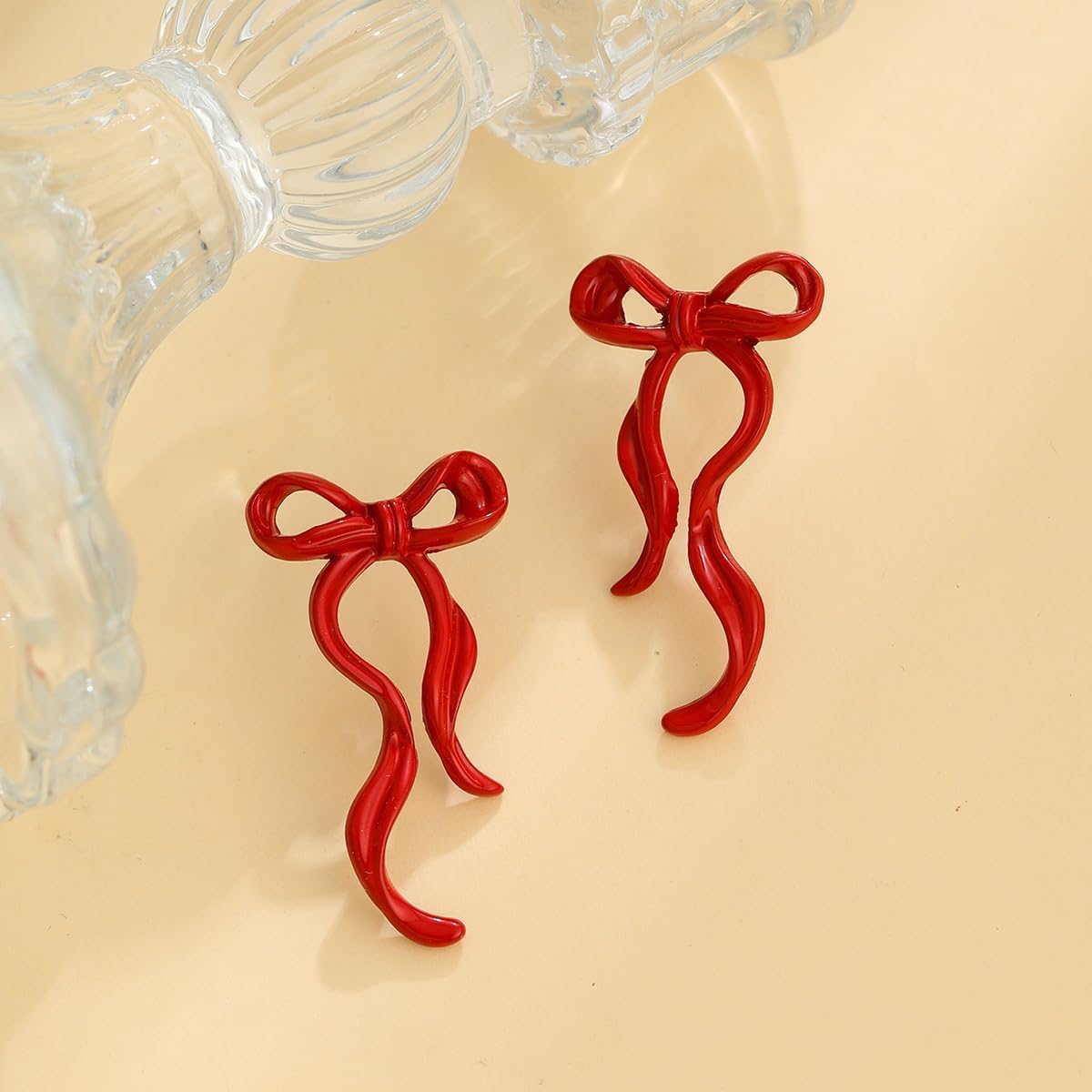 Valentines Earrings Bow Earrings for Women Pink Bow Ribbon Holiday Earring Valentines Jewelry Accessories for Women - Image 6